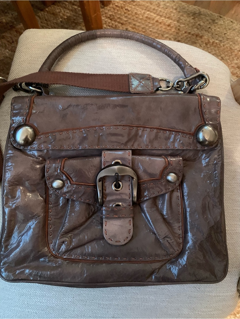 Carla Mancini Leather Handbag in Hot Cocoa